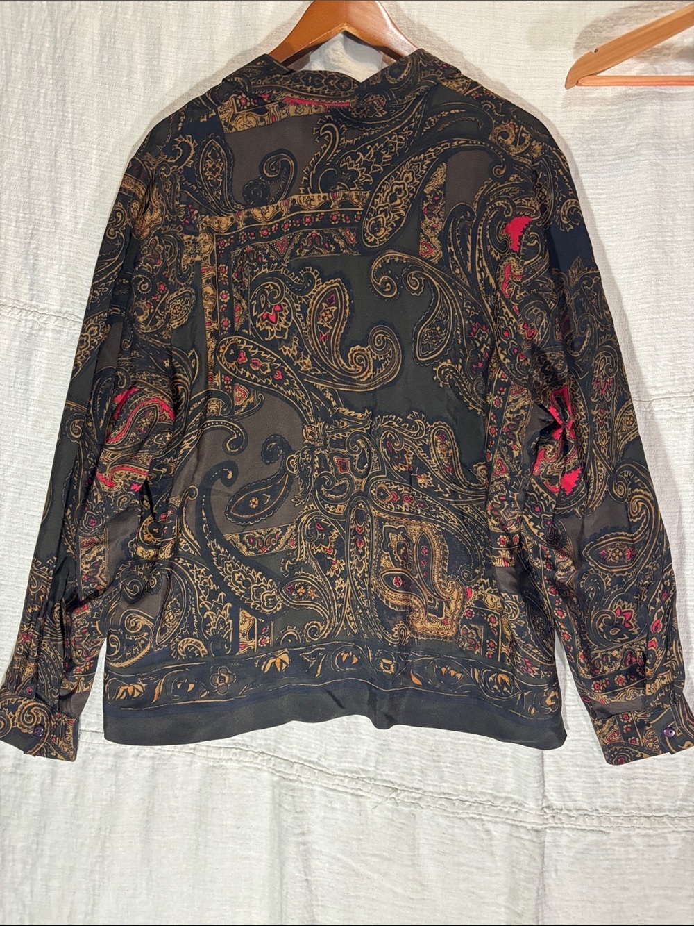 Pendleton Black Paisley Two Piece Skirt and Blouse Set 100% Rayon - Picture 7 of 16